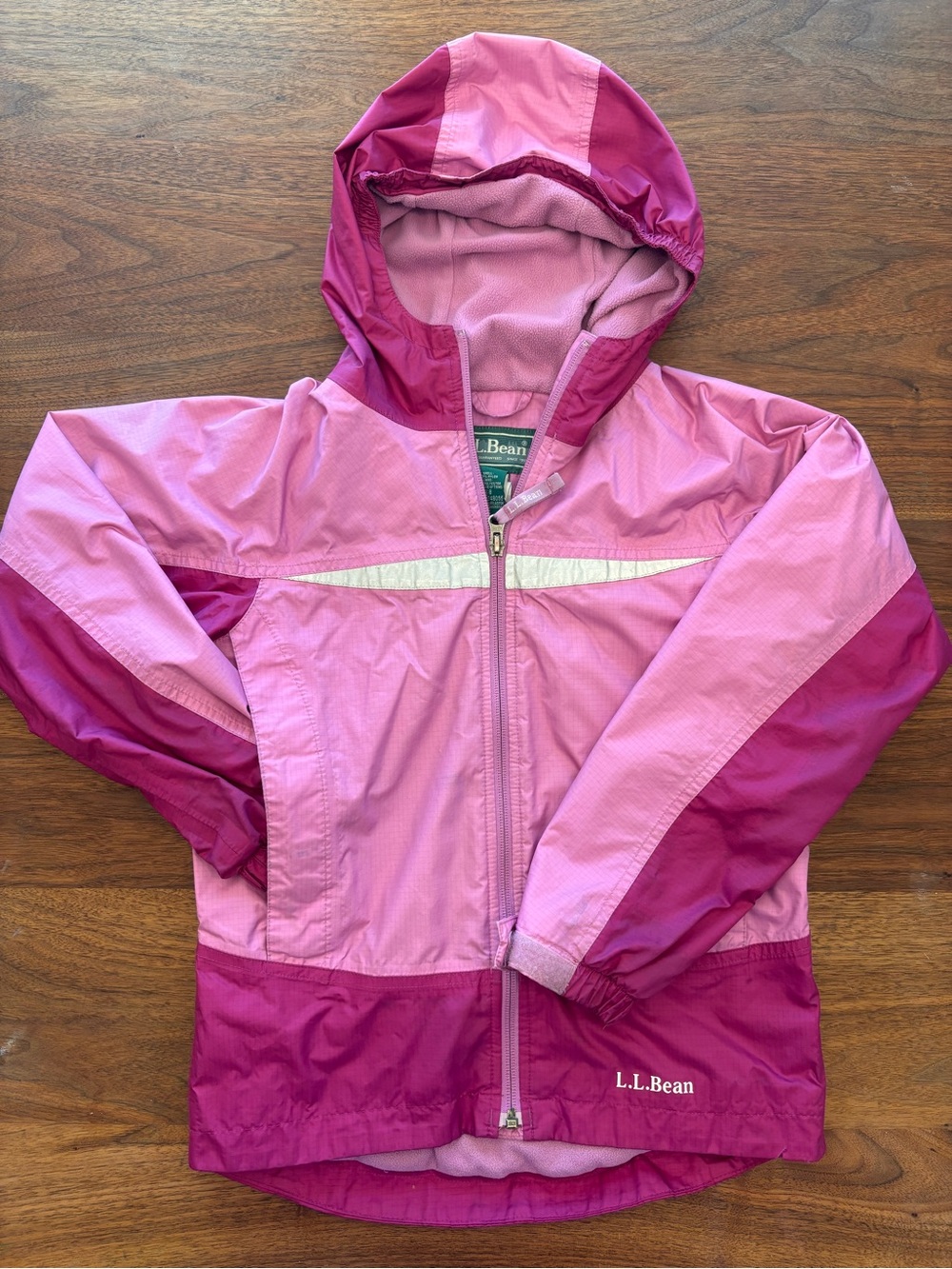 L.L. Bean Two-Tone Pink Hooded Windbreaker Jacket